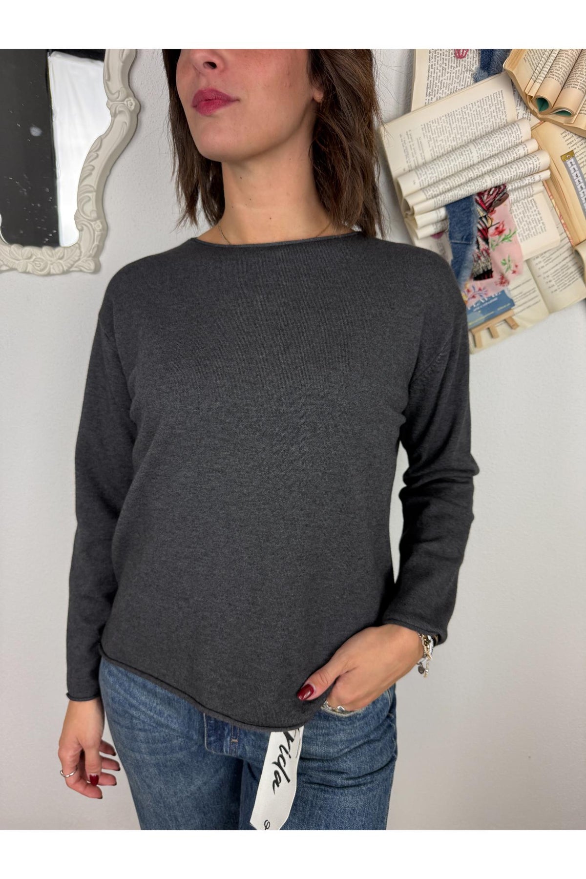 METOO Maglia dritta con spacchetti Metoo Moro