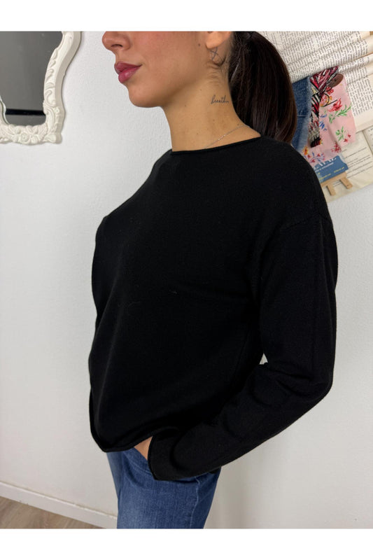 METOO Maglia dritta con spacchetti Metoo Nero