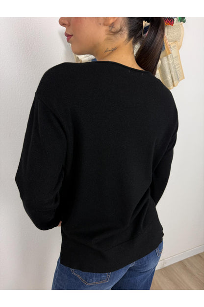 METOO Maglia dritta con spacchetti Metoo Nero
