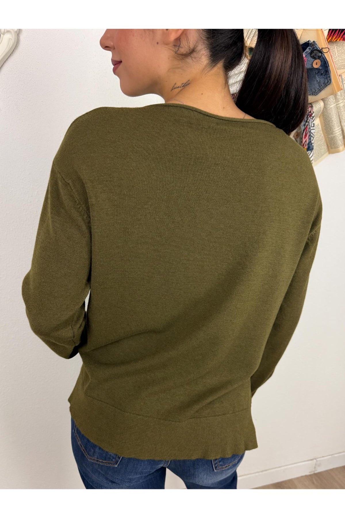 METOO Maglia dritta con spacchetti Metoo Olio