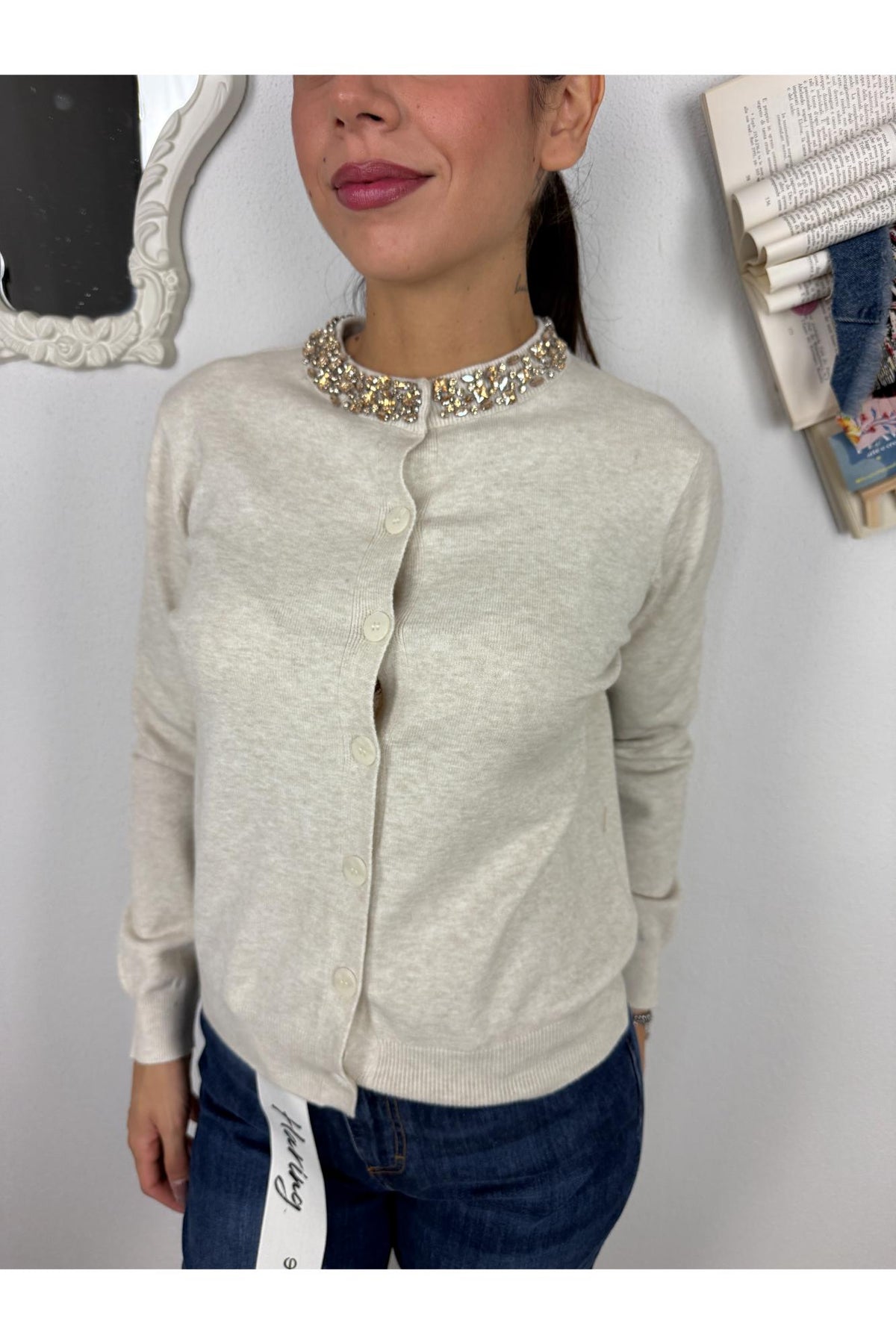 METOO Cardigan con pietre Metoo Burro