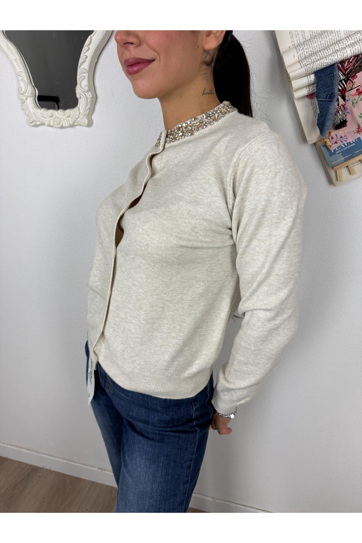 METOO Cardigan con pietre Metoo Burro