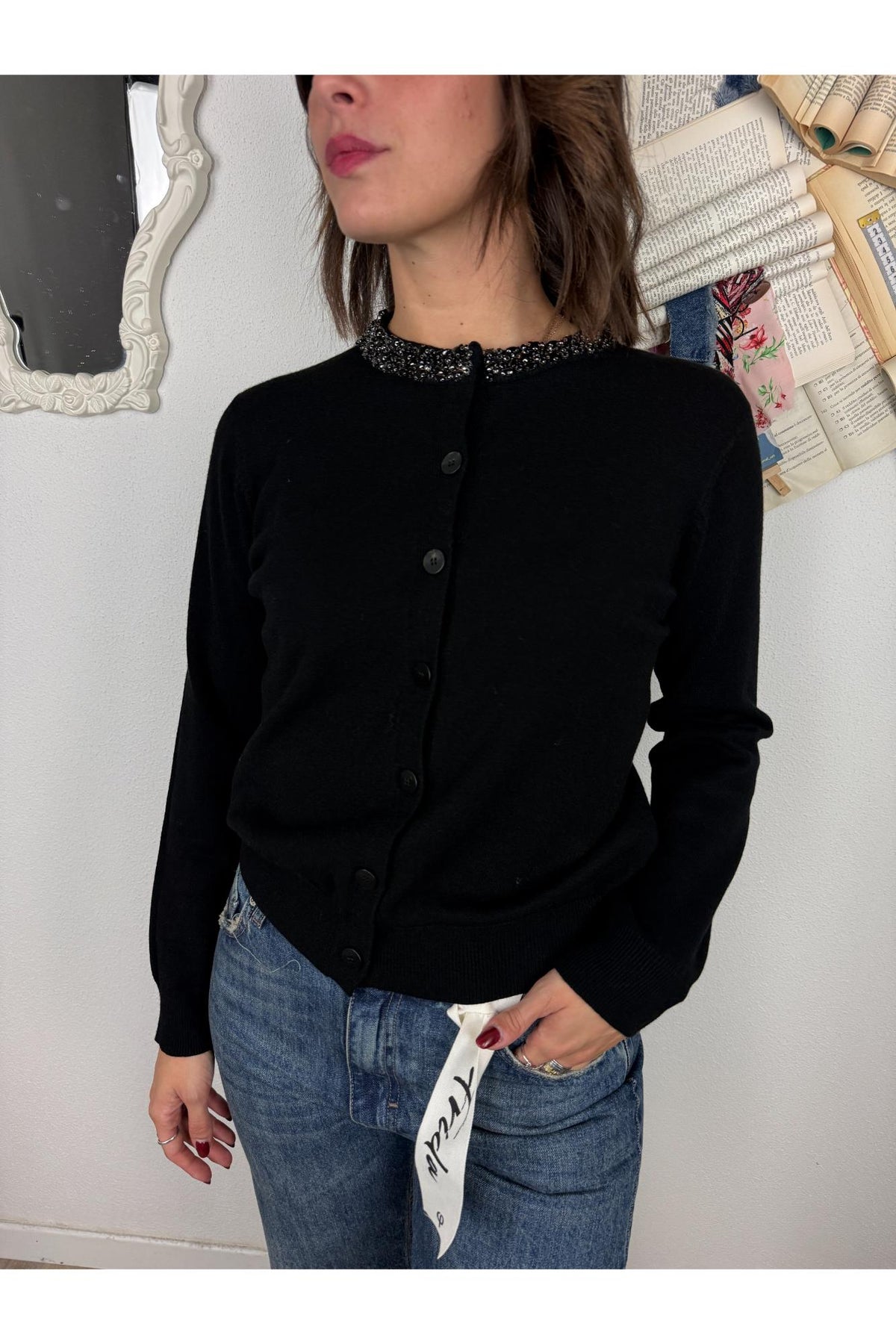 METOO Cardigan con pietre Metoo Nero