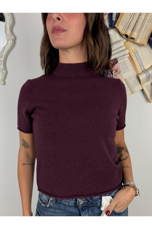 METOO Maglia manica corta a lupetto tagliata dritta Metoo Bordeau