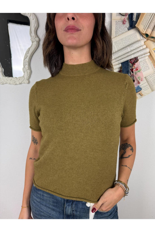 METOO Maglia manica corta a lupetto tagliata dritta Metoo Olio