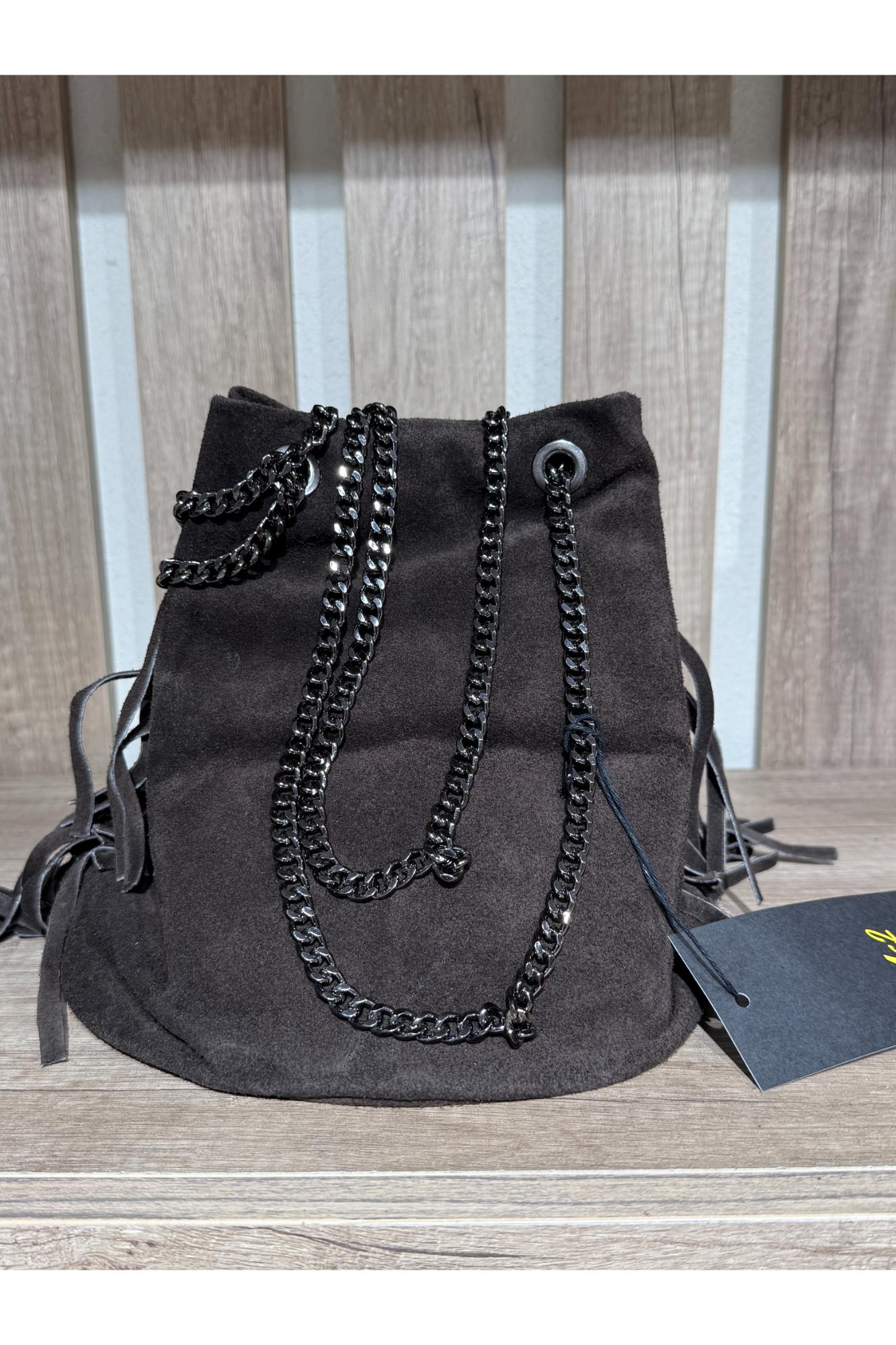 METOO TRINKETS Secchiello con frangie scamosciato Metoo Moro