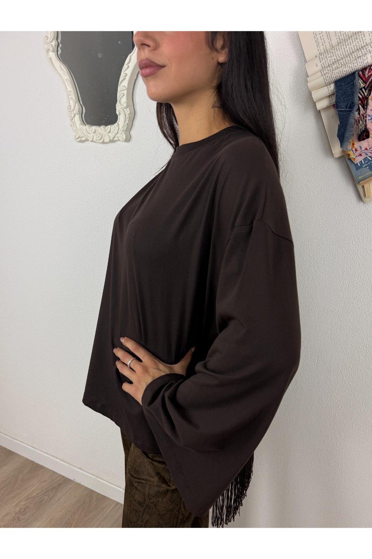 MOTEL Maglia over con frange Motel Moro