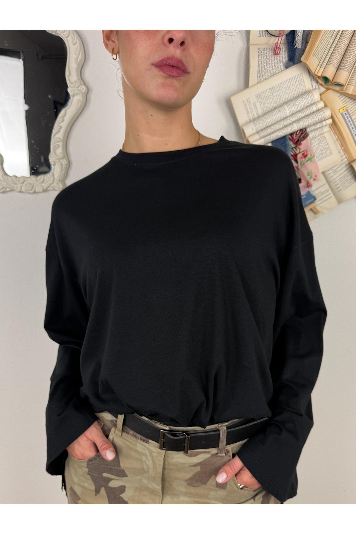 MOTEL Maglia over con frange Motel Nero