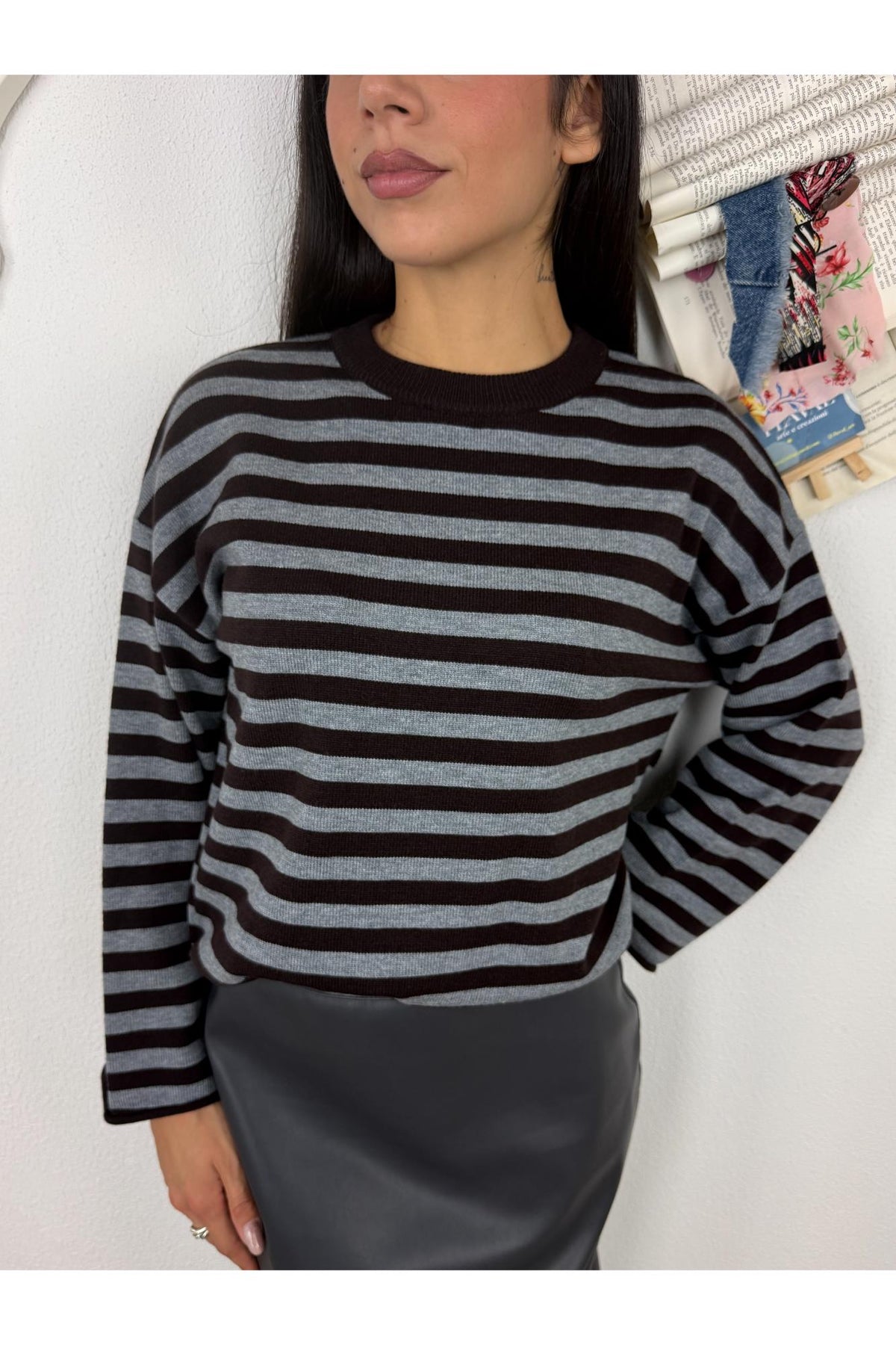 PHILIA LOFT Maglione girocollo rigato Philia loft Moro