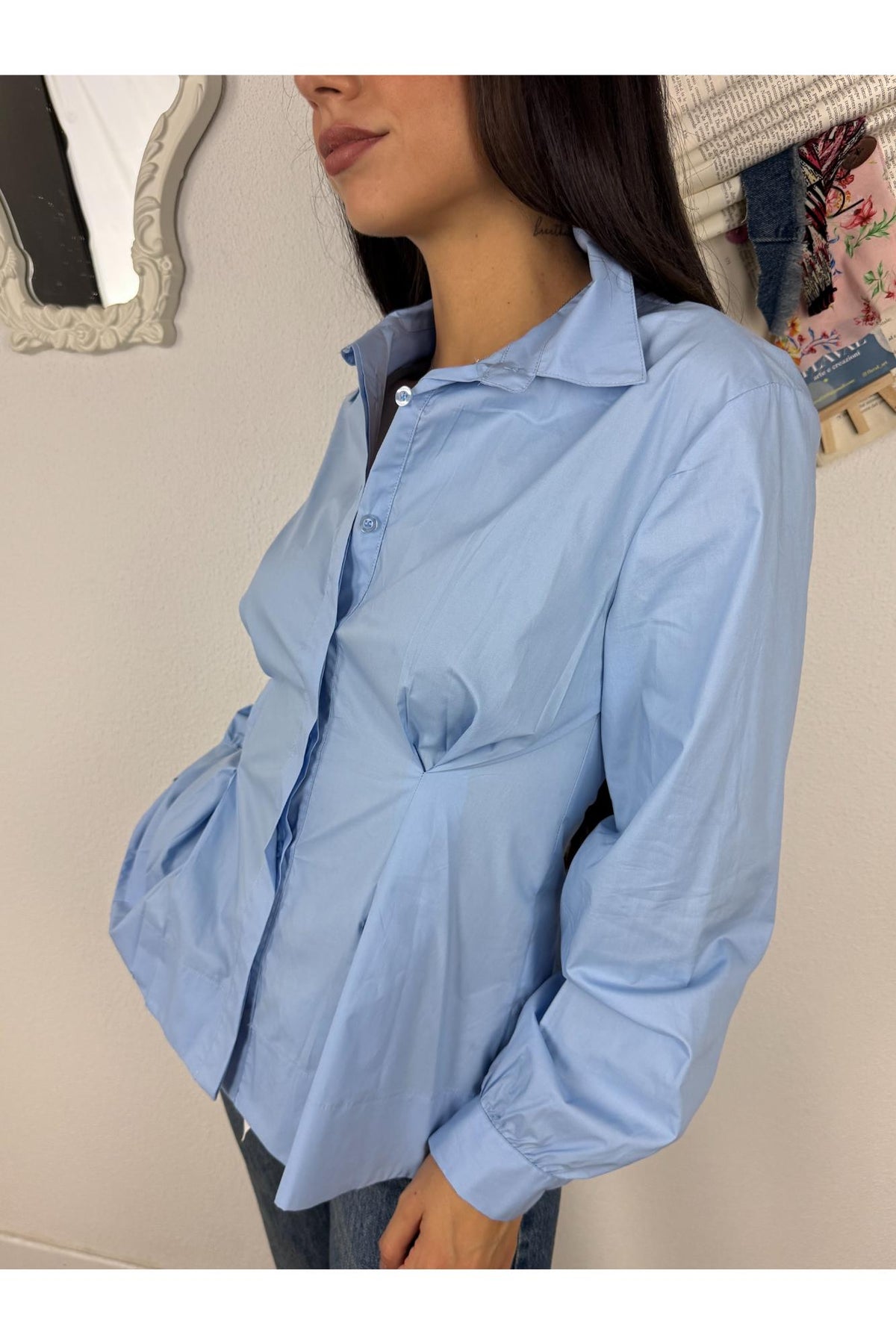 PHILIA LOFT Camicia avvitata con pence Philia loft Celeste