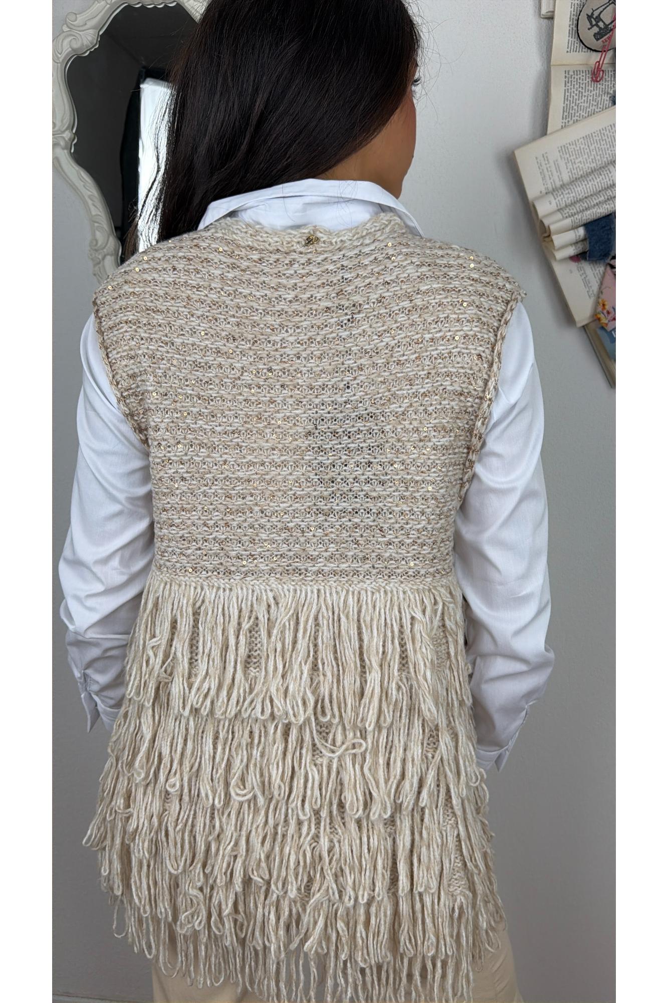 PHILIA LOFT Gilet con frange Philia loft Panna