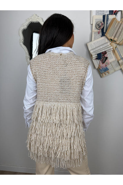 PHILIA LOFT Gilet con frange Philia loft Panna