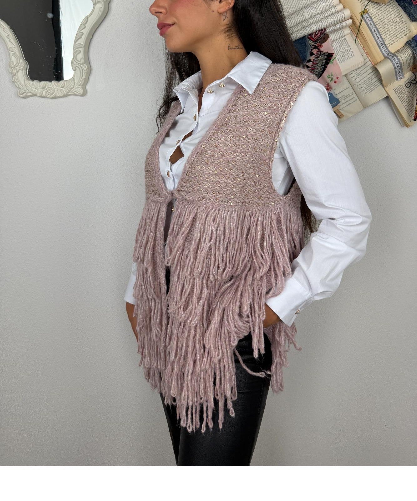 PHILIA LOFT Gilet con frange Philia loft Rosa