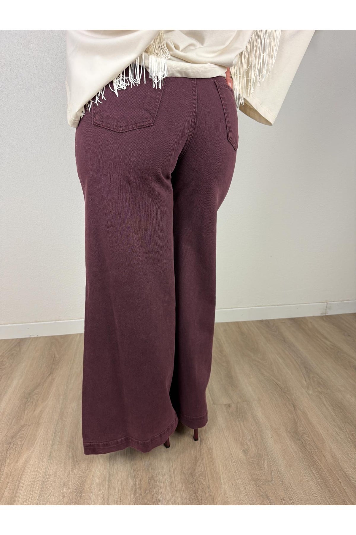 PHILIA LOFT Pantalone 5 tasche mega palazzo in bull di cotone Philia loft Bordeau