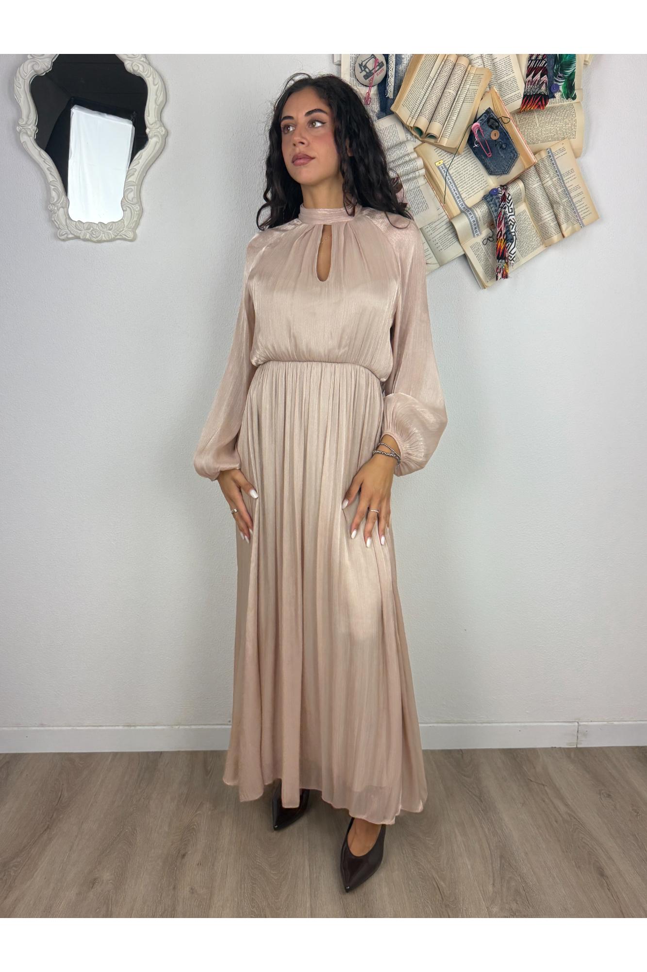 PHILIA LOFT Abito lungo con collo alla coreana Philia loft Beige
