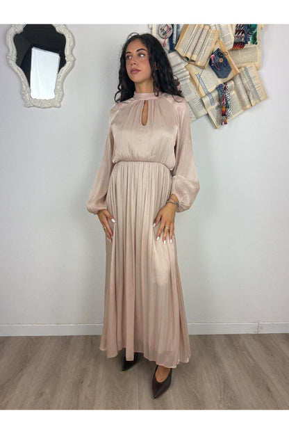 PHILIA LOFT Abito lungo con collo alla coreana Philia loft Beige