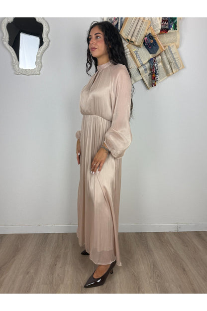 PHILIA LOFT Abito lungo con collo alla coreana Philia loft Beige