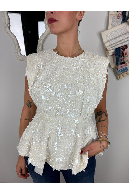 PHILIA LOFT Maglia avvitata con paillettes Philia loft Panna