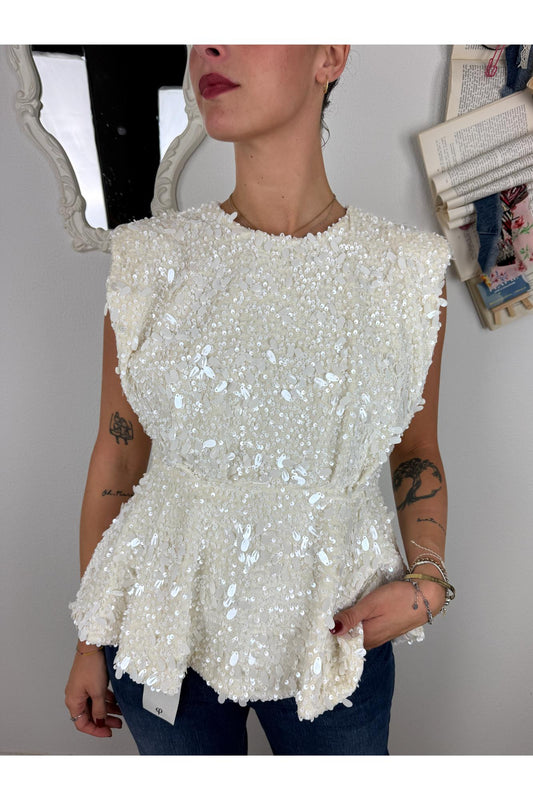 PHILIA LOFT Maglia avvitata con paillettes Philia loft Panna
