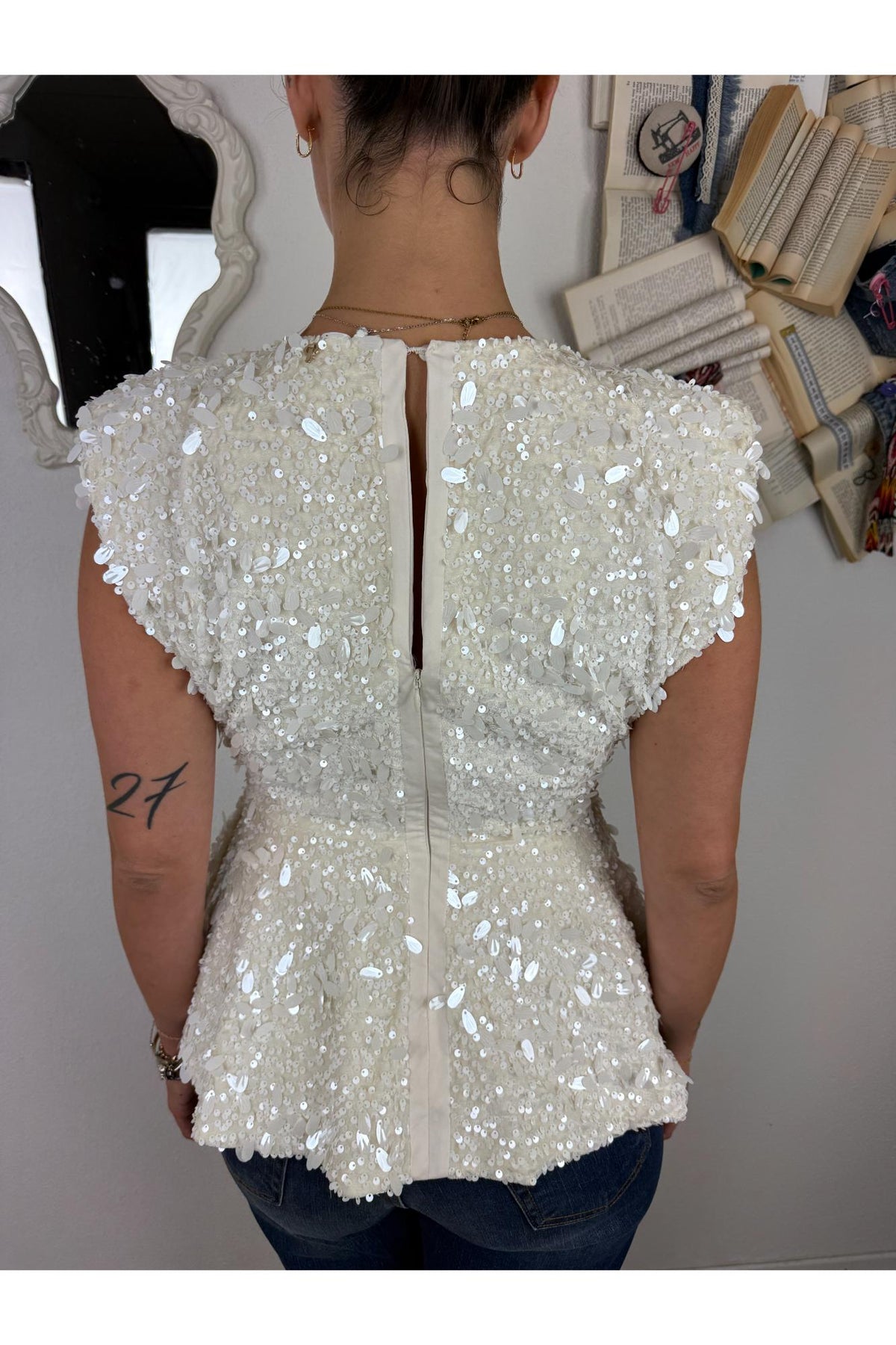 PHILIA LOFT Maglia avvitata con paillettes Philia loft Panna