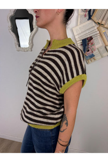 PHILIA LOFT Gilet aperto rigato con contrastoPhilia loft Moro