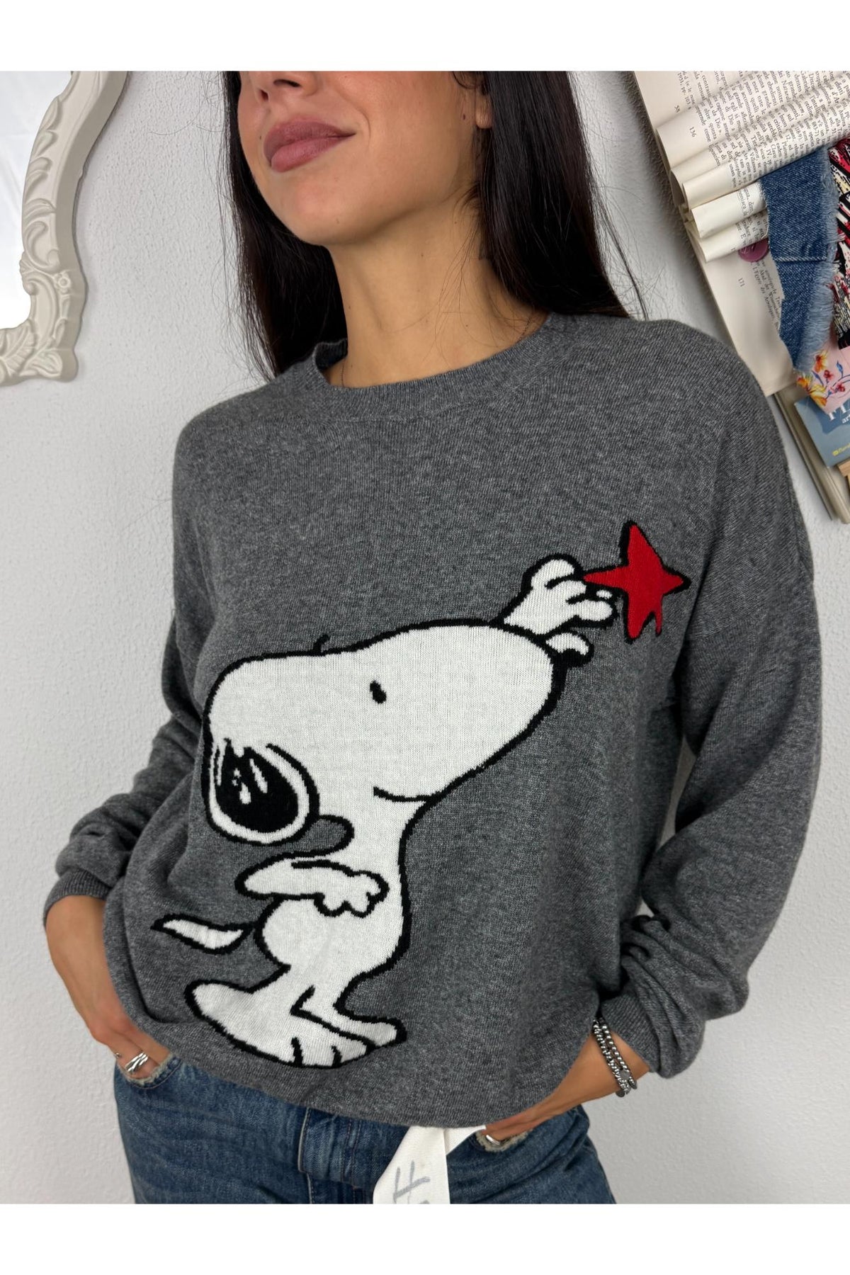 SOUVENIR Maglione con snoopy Souvenir Grigio
