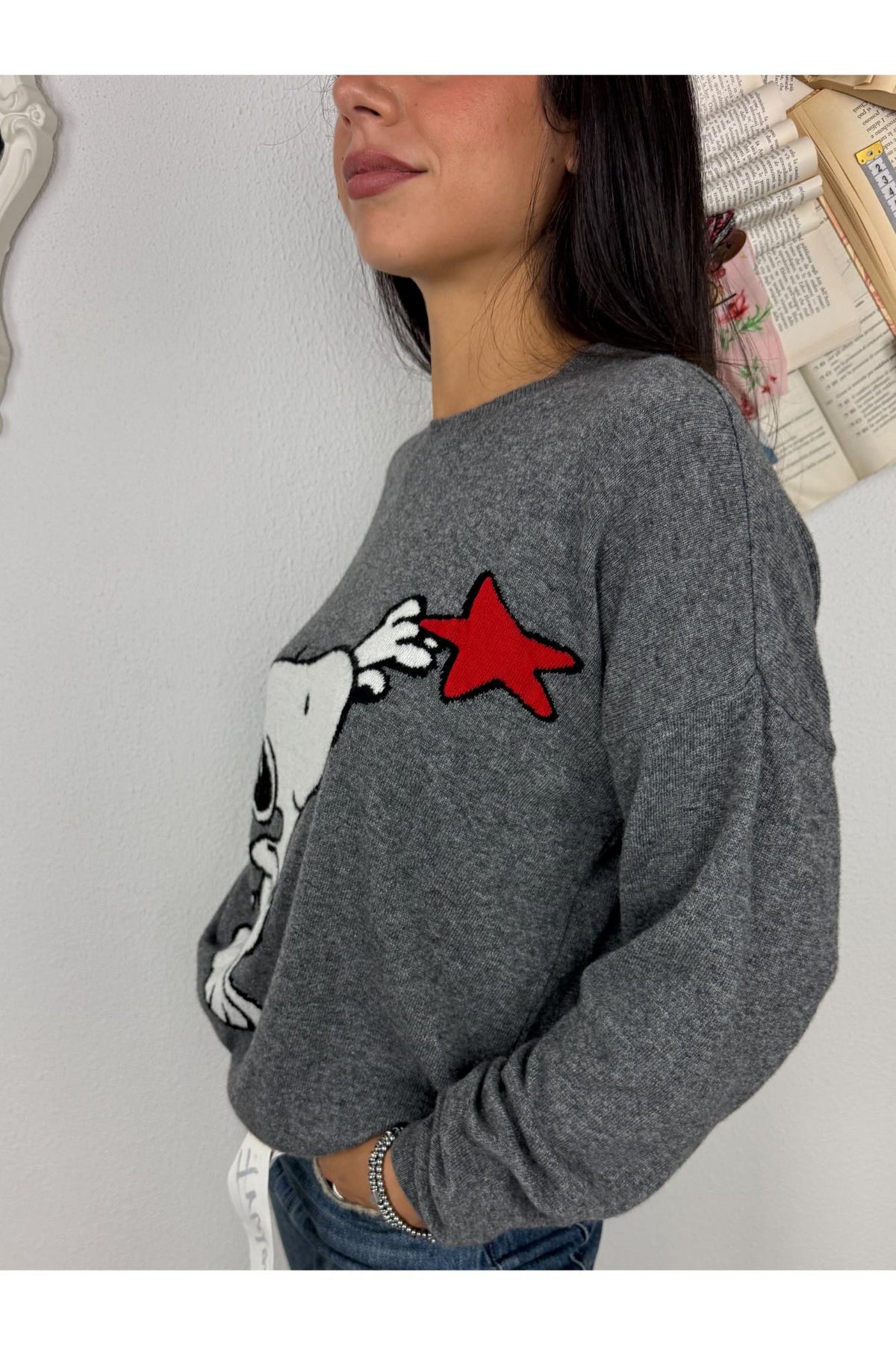 SOUVENIR Maglione con snoopy Souvenir Grigio