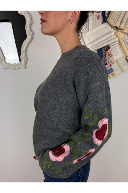 SOUVENIR Maglione con ricami sulla manica Souvenir Grigio