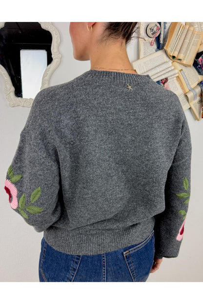 SOUVENIR Maglione con ricami sulla manica Souvenir Grigio