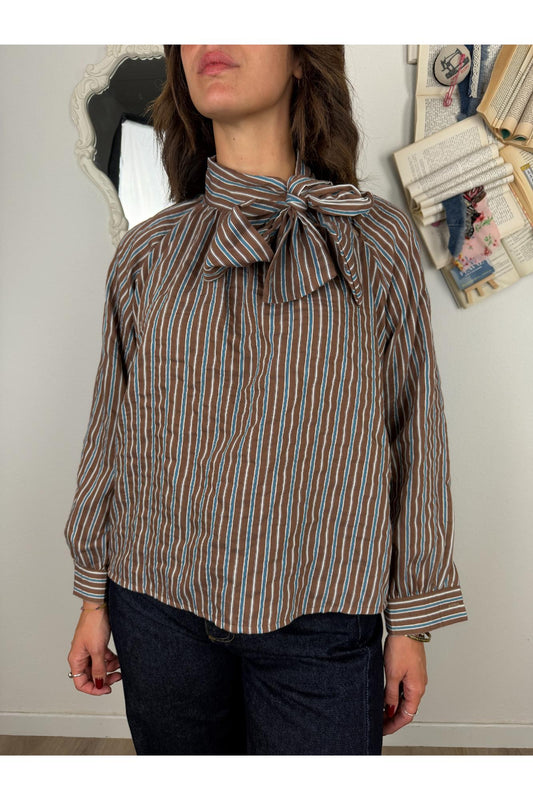 SUSY MIX Camicia rigata con fiocco Susy mix Moro
