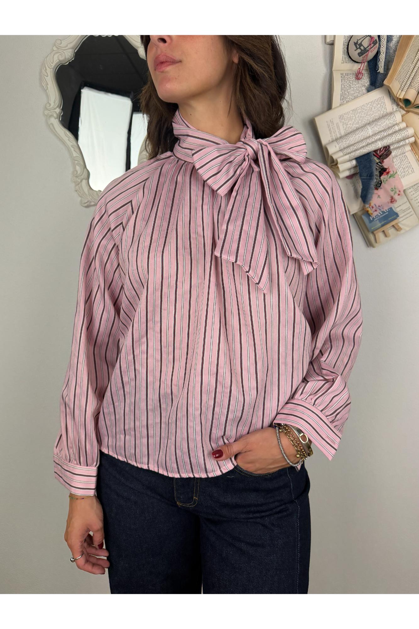 SUSY MIX Camicia rigata con fiocco Susy mix Rosa