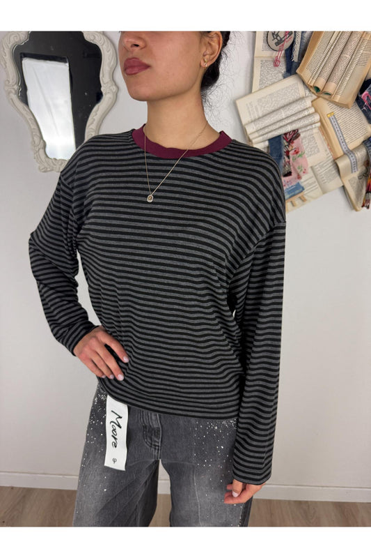 SUSY MIX Maglia rigata con bordino Susy mix Antracite
