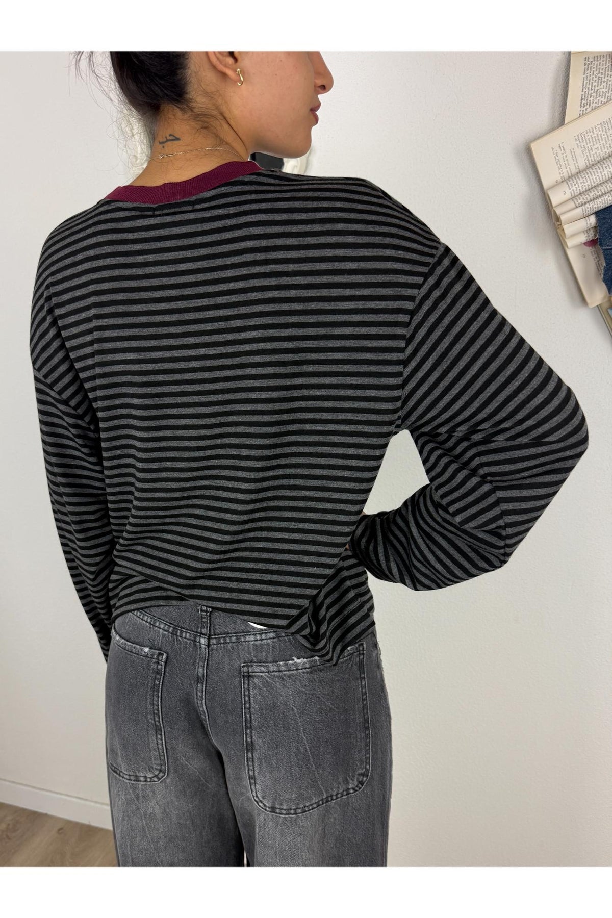 SUSY MIX Maglia rigata con bordino Susy mix Antracite