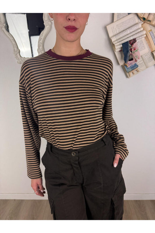 SUSY MIX Maglia rigata con bordino Susy mix Moro