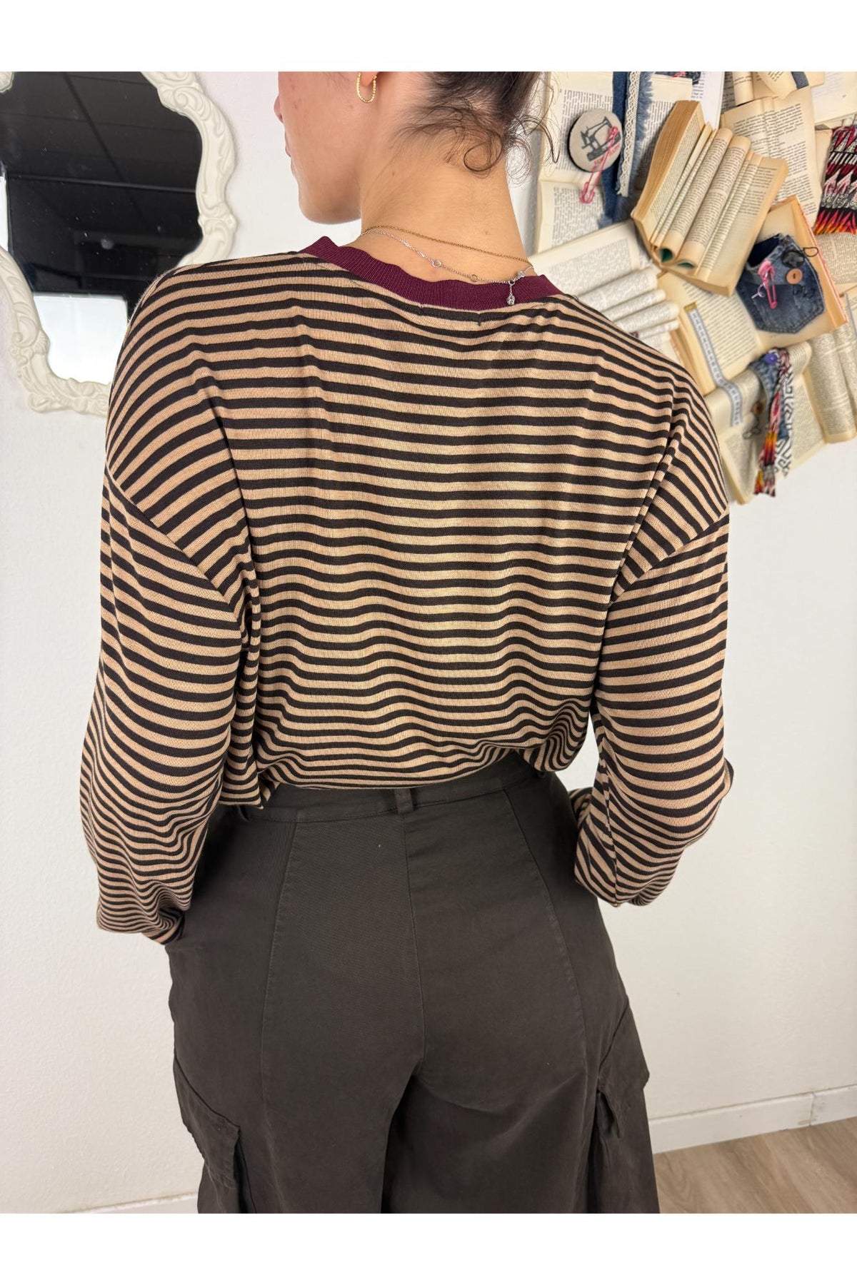 SUSY MIX Maglia rigata con bordino Susy mix Moro