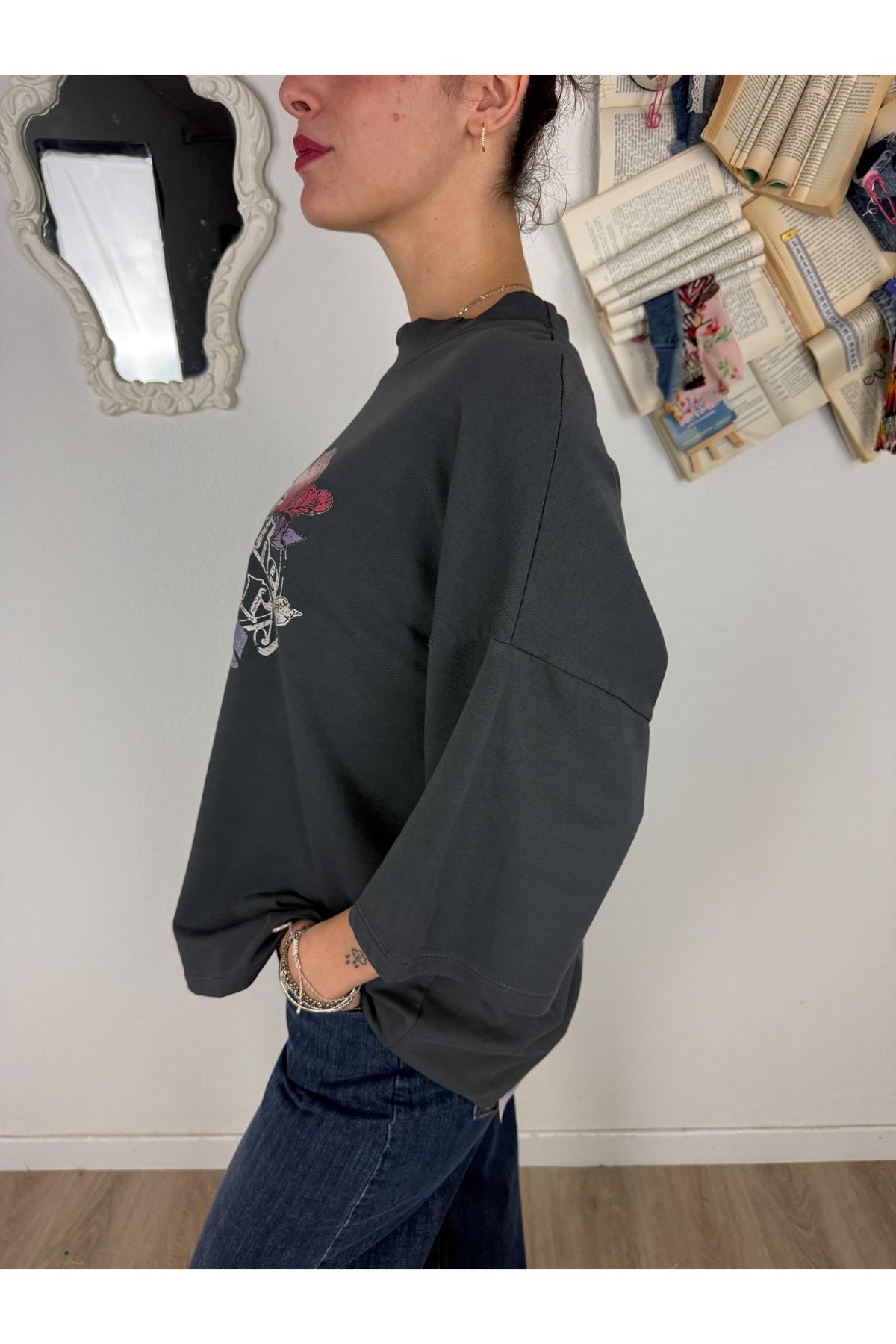 SUSY MIX T-shirt over manica corta Susy mix Piombo