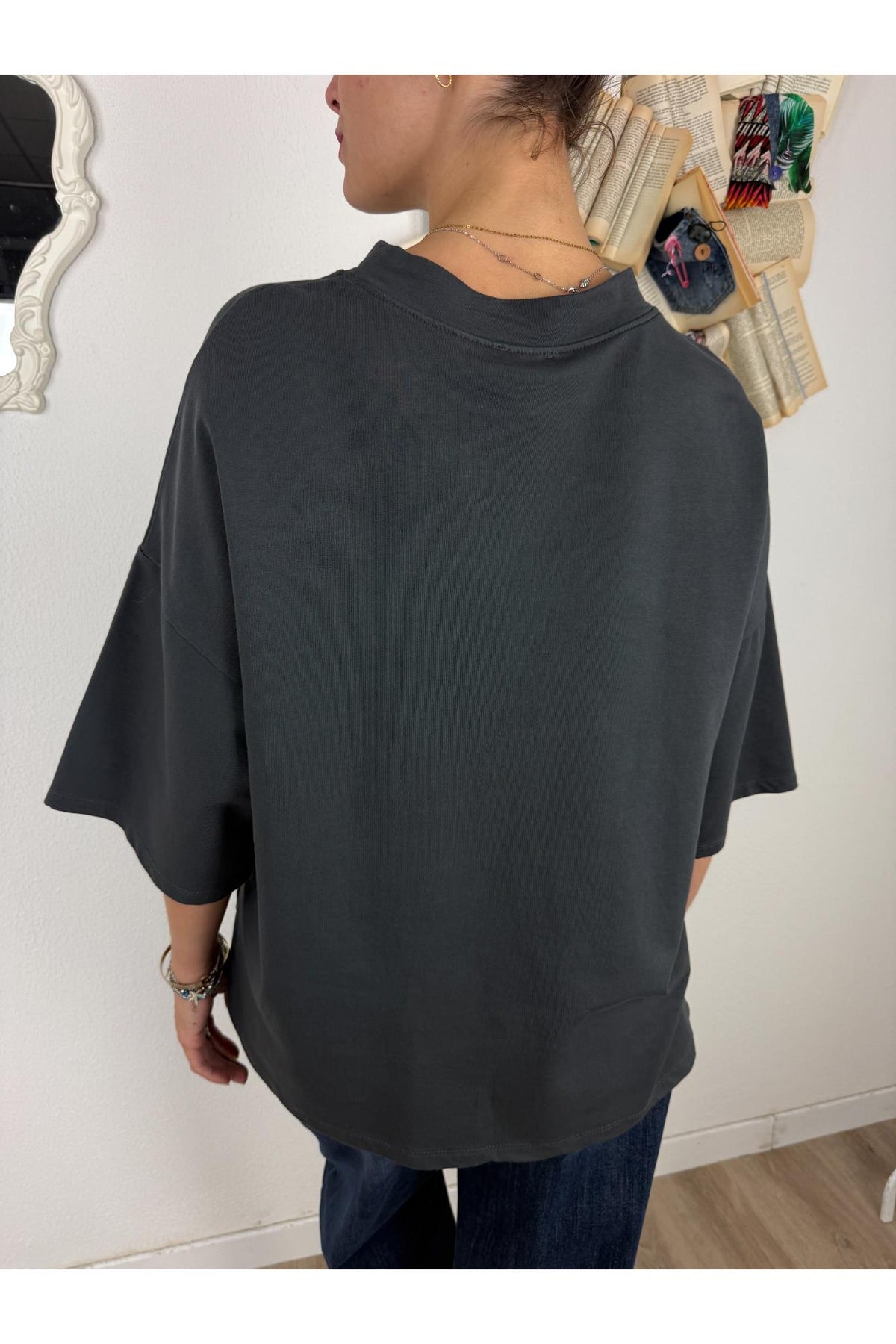 SUSY MIX T-shirt over manica corta Susy mix Piombo