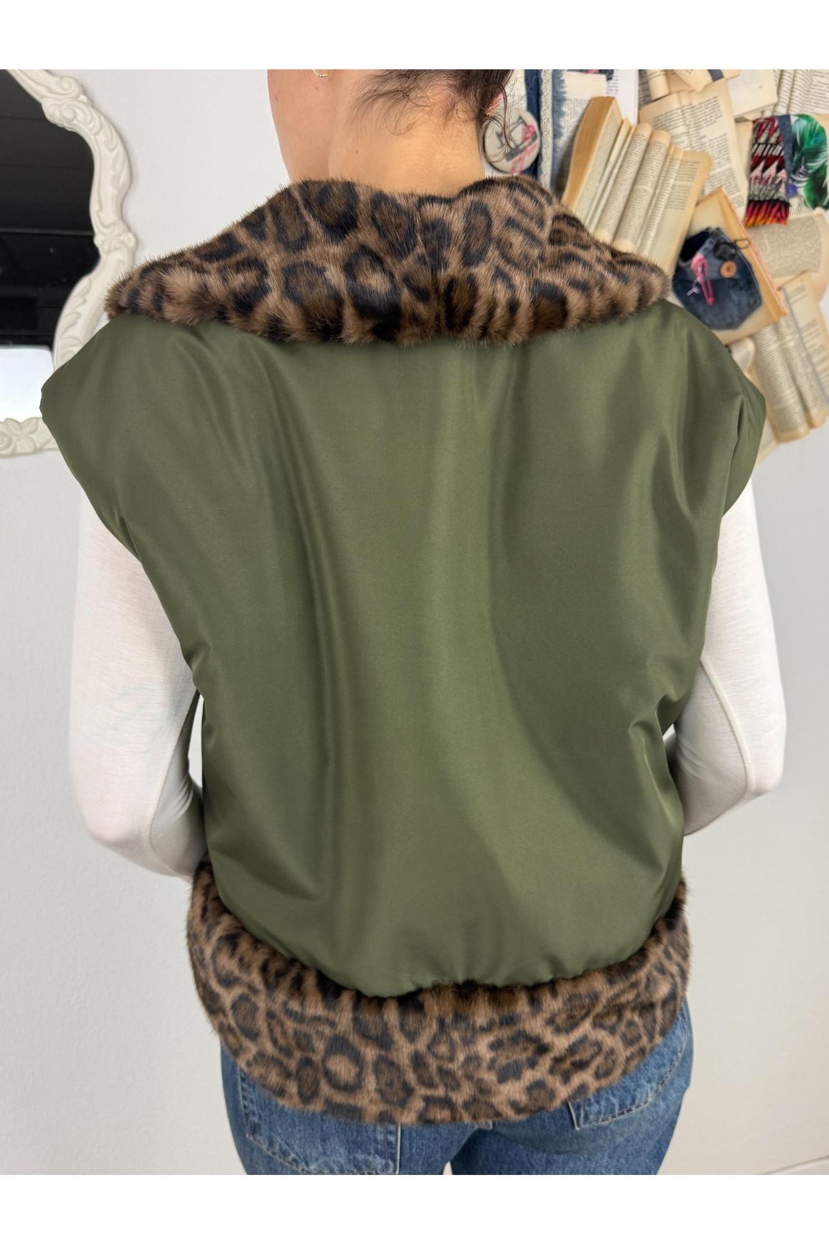 SUSY MIX Gilet impermeabile con pelliccia Susy mix Militare