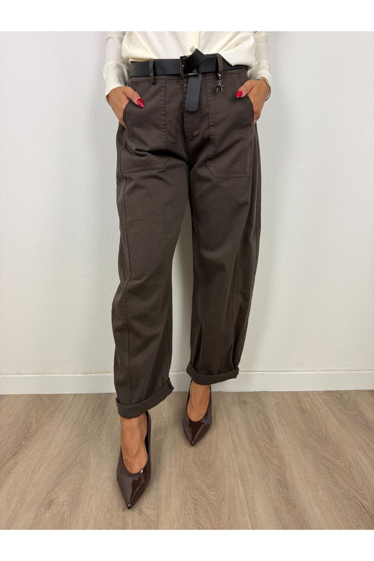 SUSY MIX Pantalone stellina mano pesca Susy mix Moro