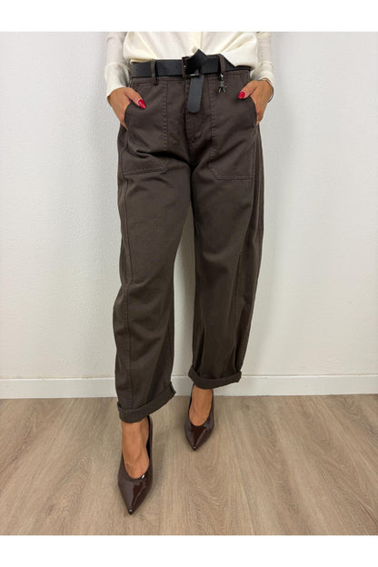 SUSY MIX Pantalone stellina mano pesca Susy mix Moro