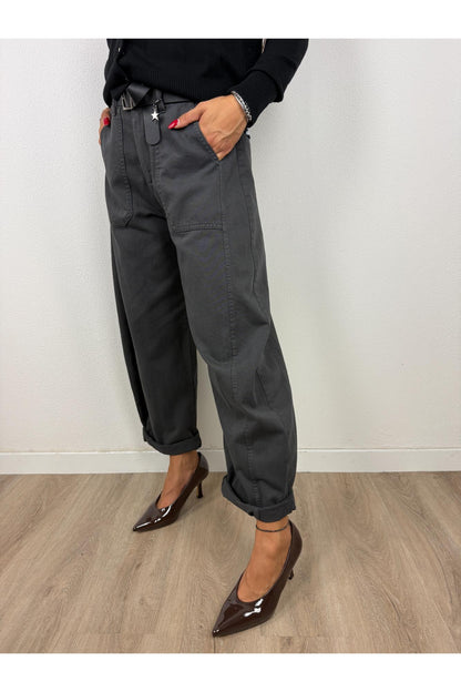 SUSY MIX Pantalone stellina mano pesca Susy mix Piombo