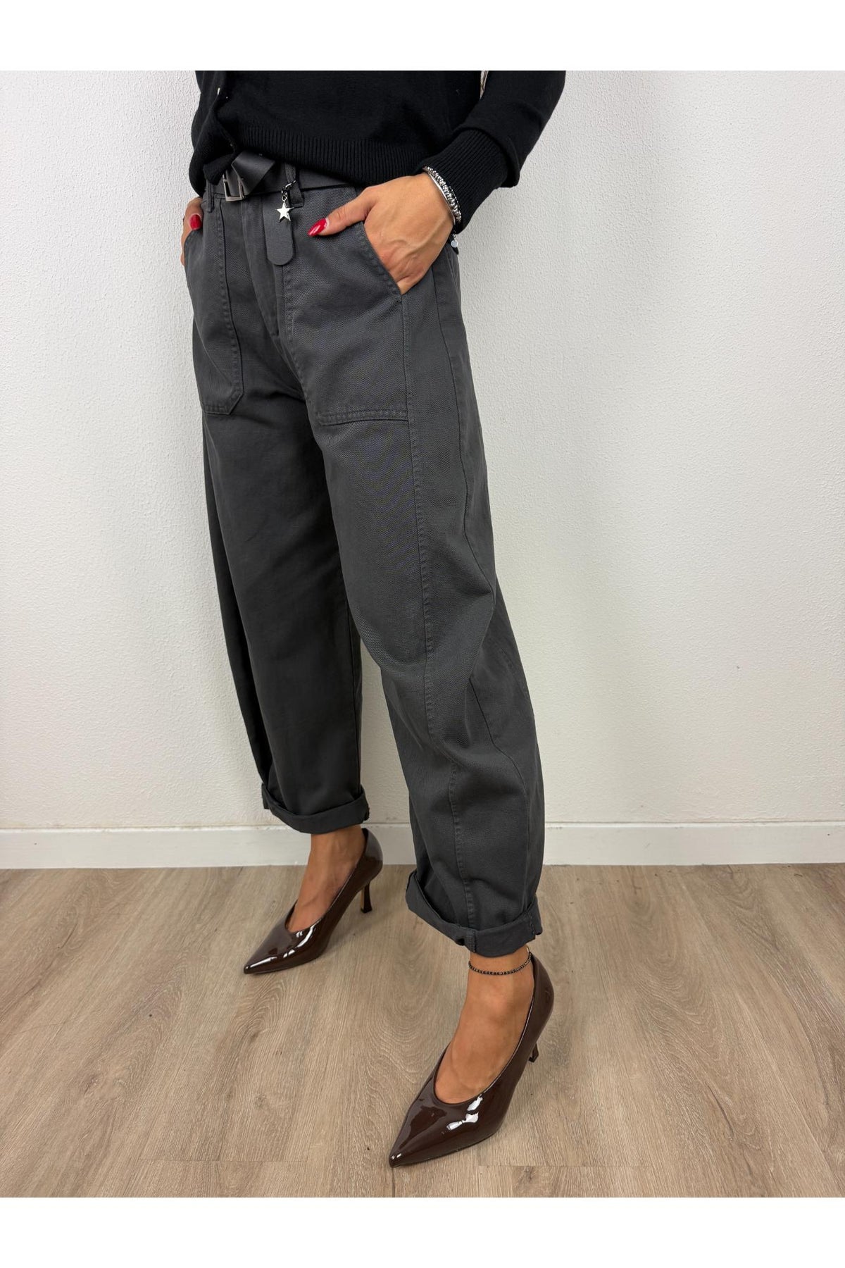 SUSY MIX Pantalone stellina Susy mix Piombo