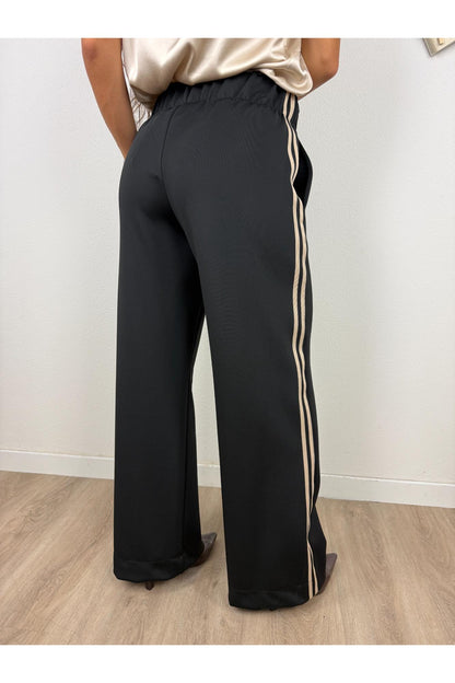 SUSY MIX Pantalone palazzo con righe laterali Susy mix Nero
