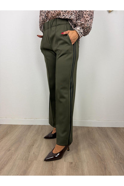 SUSY MIX Pantalone palazzo con righe laterali Susy mix Verde