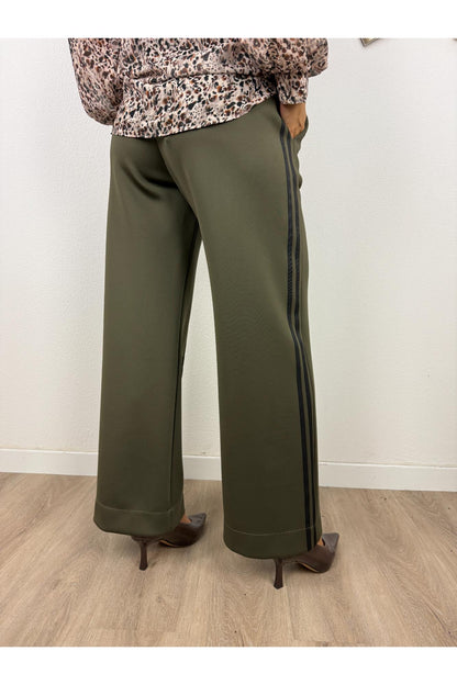 SUSY MIX Pantalone palazzo con righe laterali Susy mix Verde