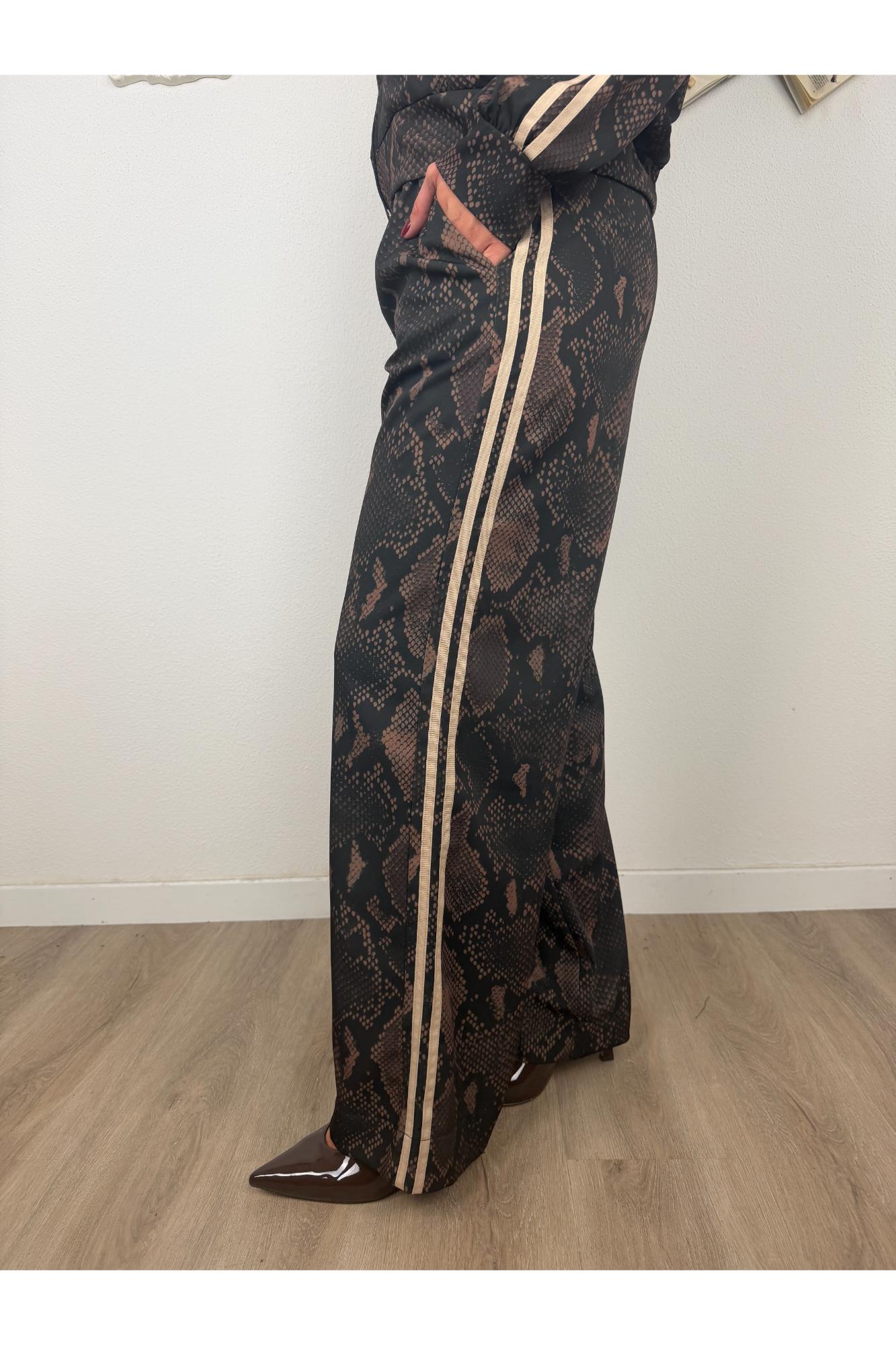 SUSY MIX Pantalone palazzo fanasia con bande laterali Susy mix Nero