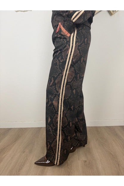 SUSY MIX Pantalone palazzo fanasia con bande laterali Susy mix Nero