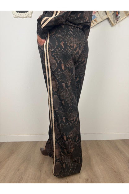 SUSY MIX Pantalone palazzo fanasia con bande laterali Susy mix Nero