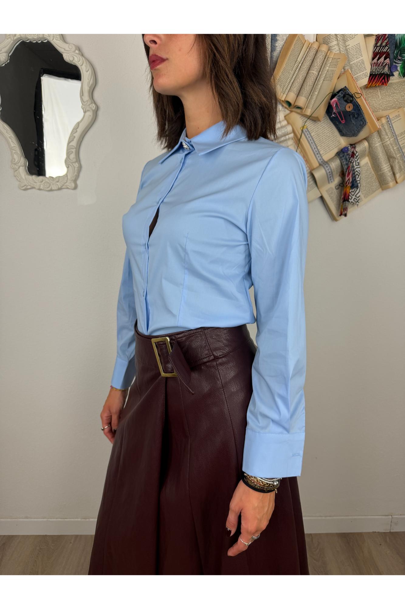 SUSY MIX Camicia bottone gioiello Susy mix Celeste