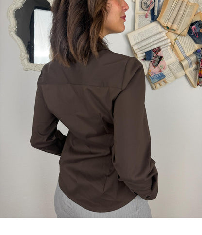 SUSY MIX Camicia bottone gioiello Susy mix Moro